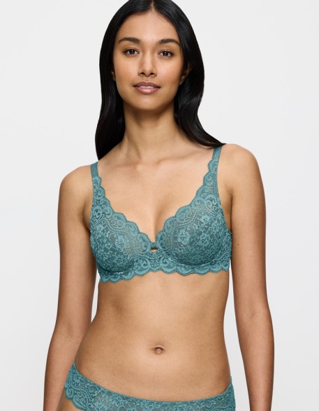 Biustonosz koronkowy miękki Triumph Amourette W quiet turquoise