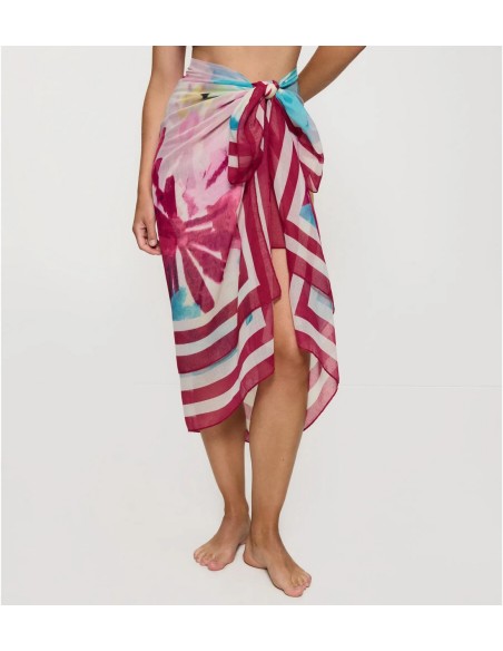 Pareo plażowe Triumph Beach Mywear Pareo white - pink, chusta na plażę