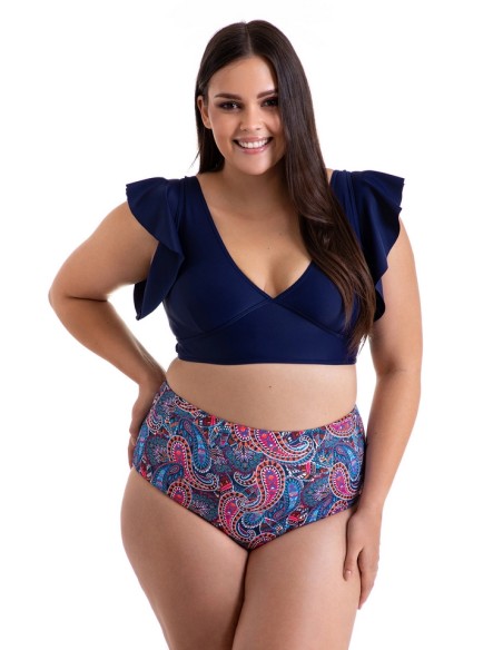 Dwuczęściowy kostium kąpielowy top z falbankami i majtki z wysokim stanem Primo