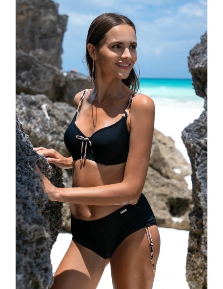 Two-piece swimsuit black with panterką...