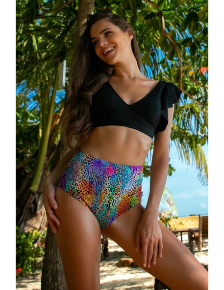 Two-piece swimsuit top with frills and panties...