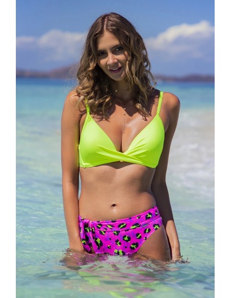 Two-piece swimsuit bra with trójkątnymi miskami and kolorowe panties with paskiem Primo