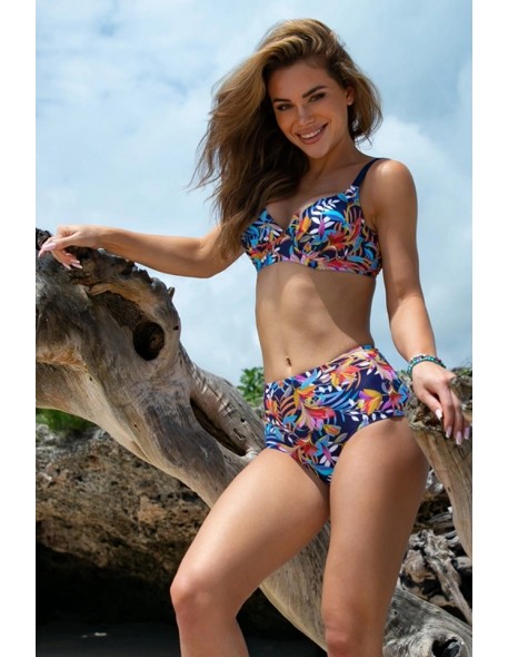 Two-piece swimsuit with flowers padded miski...