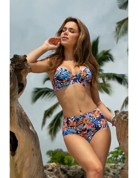 Two-piece swimsuit with flowers padded miski...