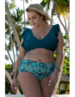 Two-piece swimsuit top with frills and panties with... 2