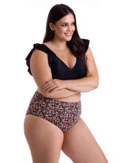 Two-piece swimsuit top with frills and panties with...