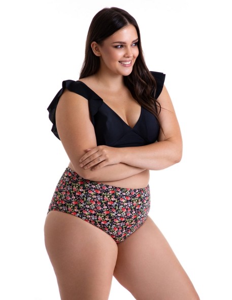 Two-piece swimsuit top with frills and panties...