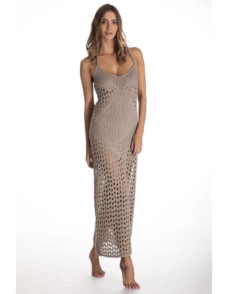 Ażurowa dress maxi wiązana na szyi Primo