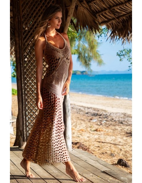 Ażurowa dress maxi wiązana na szyi Primo