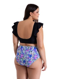 Two-piece swimsuit top with frills and panties with... 2