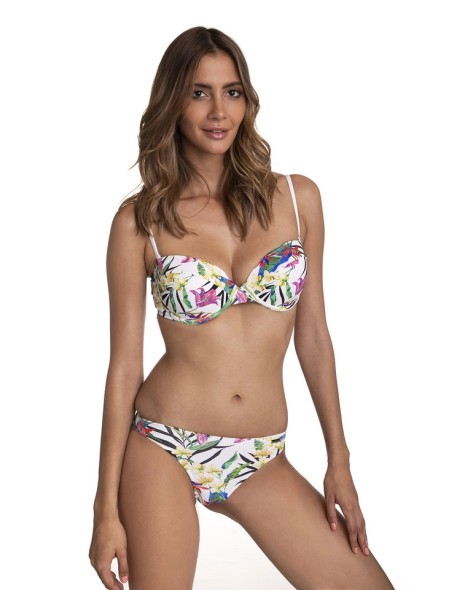 Two-piece swimsuit with flowers padded...
