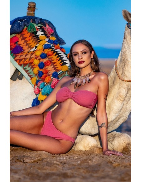 Dwuczęściowy kostium kąpielowy bikini miękki stanik bandeau kokardka, klasyczne figi z materiału 3d Primo