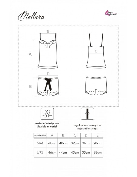 Mellara komplet satynowy koszulka + spodenki, Livia Corsetti lc 90559 