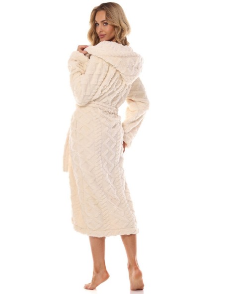 Szlafrok damski z kapturem L&L Geo 2402, długi...