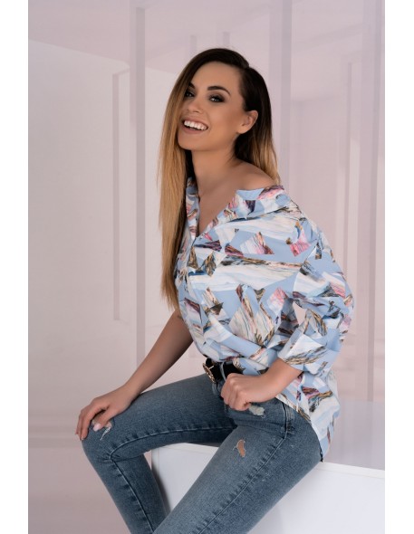 Kalena blouse women's 3/4 sleeve błękitna with...