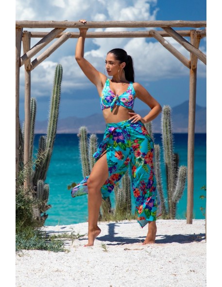 Plażowe spodnie z szyfonu z rozporkami kolekcja...