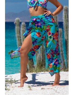 Plażowe spodnie z szyfonu z rozporkami kolekcja mix &... 2