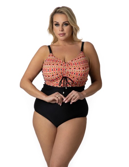 Jednoczęściowy kostium kąpielowy modelujący wyszczuplający usztywniane miski plus size Primo