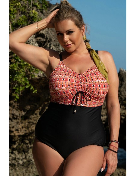 Jednoczęściowy kostium kąpielowy modelujący wyszczuplający usztywniane miski plus size Primo