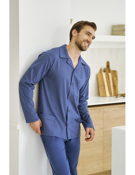 3483 piżama męska długa rozpinana derek m-2xl Taro