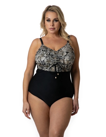 Jednoczęściowy kostium kąpielowy modelujący wyszczuplający usztywniane miski plus size Primo