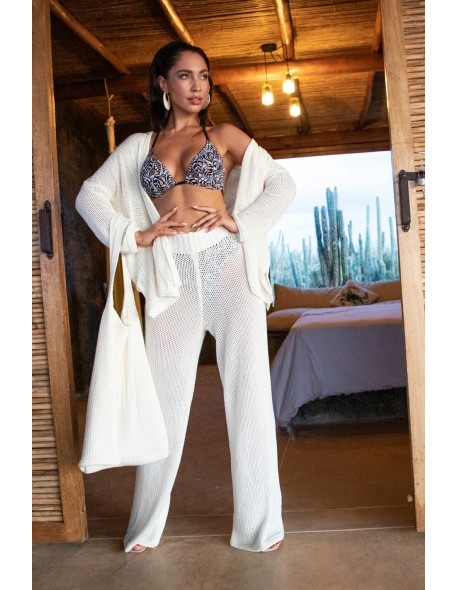 Bawełniany ażurowy komplet zapinana koszula i...