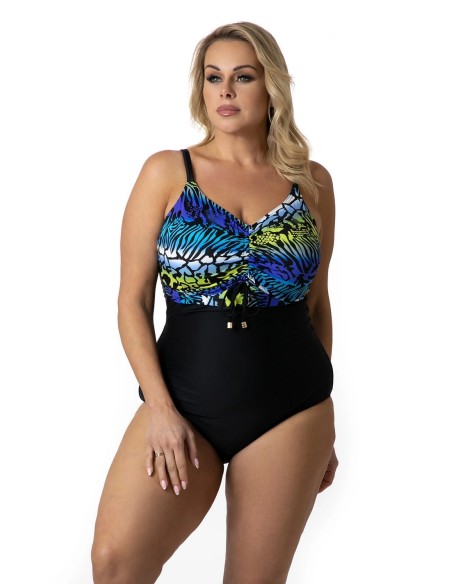 Jednoczęściowy kostium kąpielowy modelujący wyszczuplający usztywniane miski plus size Primo