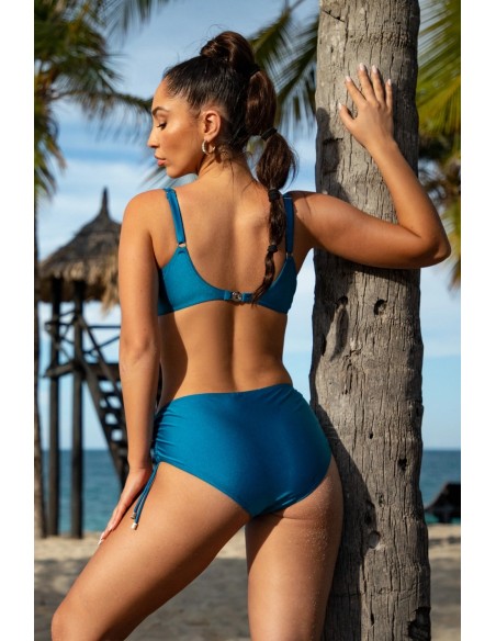 Dwuczęściowy kostium kąpielowy bikini z połyskującego materiału figi z wysokim stanem Primo