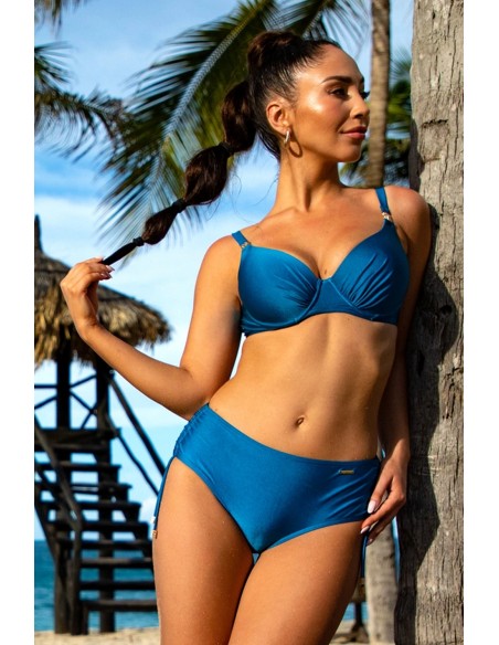 Dwuczęściowy kostium kąpielowy bikini z połyskującego materiału figi z wysokim stanem Primo