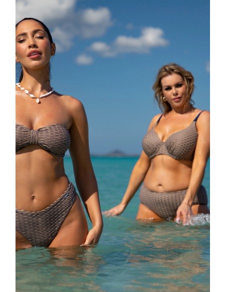 Dwuczęściowy kostium kąpielowy klasyczny usztywniany biustonosz i majtki z wyższym stanem Primo