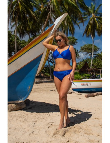 Dwuczęściowy kostium kąpielowy bikini z połyskującego materiału figi z wysokim stanem Primo