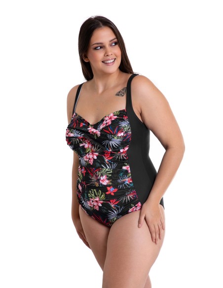 Jednoczęściowy wzorzysty kostium kąpielowy wyszczuplający z usztywnianymi miskami Primo