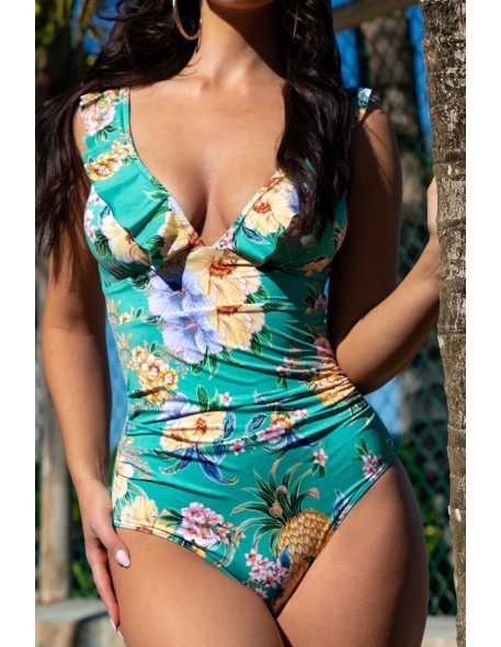 Jednoczęściowy wzorzysty kostium kąpielowy z...