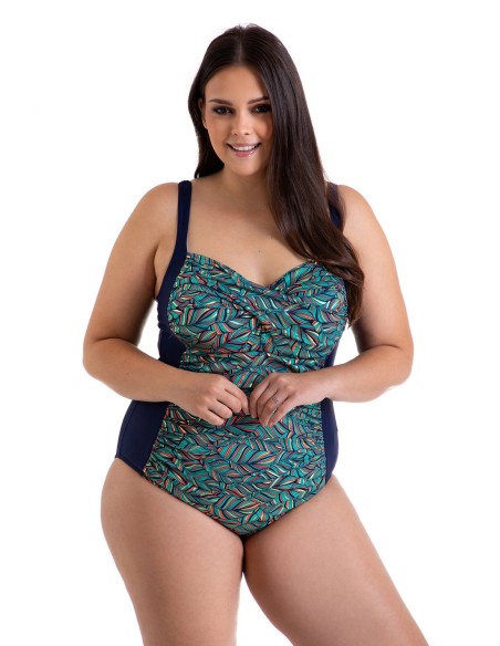 Jednoczęściowy wzorzysty kostium kąpielowy wyszczuplający z usztywnianymi miskami Primo