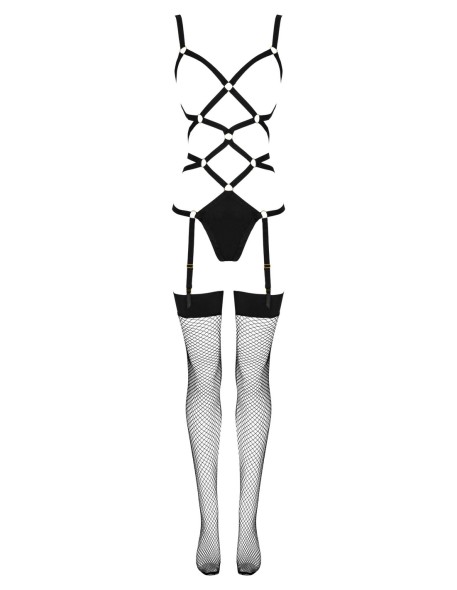 Thiara black/czarne zmysłowe body z pończochami...