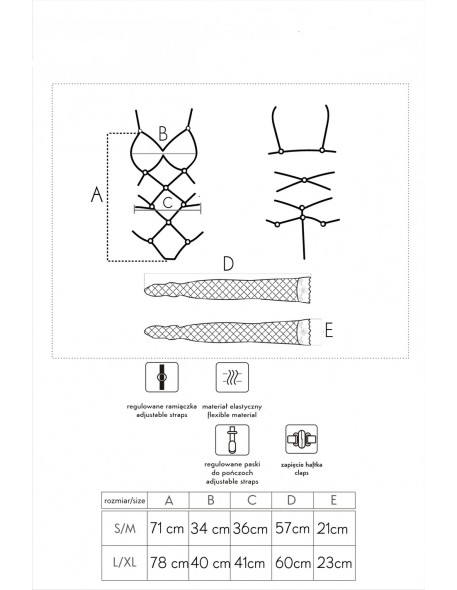 Thiara black/czarne zmysłowe body z pończochami...