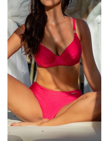 Dwuczęściowy kostium kąpielowy bikini z połyskującego materiału figi z wysokim stanem Primo