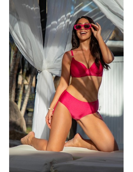 Dwuczęściowy kostium kąpielowy bikini z połyskującego materiału figi z wysokim stanem Primo