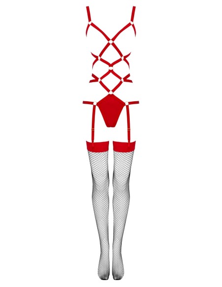 Thiara czerwone zmysłowe body z pończochami Livco Corsetti