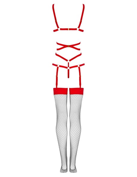 Thiara czerwone zmysłowe body z pończochami...