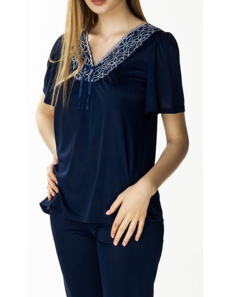 Dwuczęściowa piżama damska krótki rękaw Mewa...