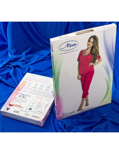 Dwuczęściowa piżama damska krótki rękaw Mewa Xenia 