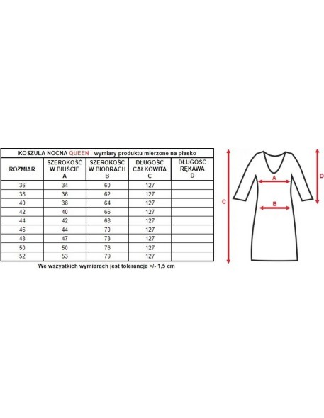Długa koszula nocna rozkloszowana Mewa Queen 