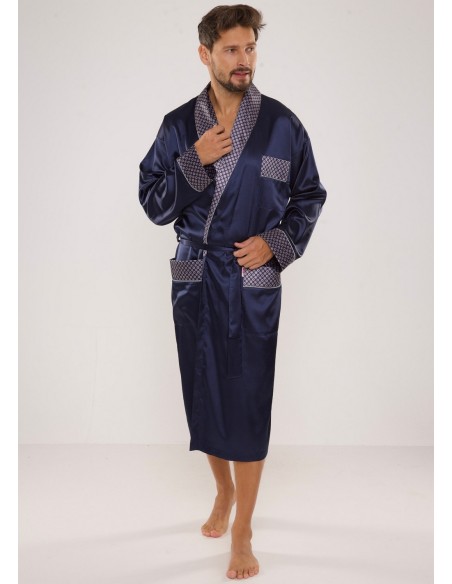 Bathrobe male satin with collar, De Lafense 940