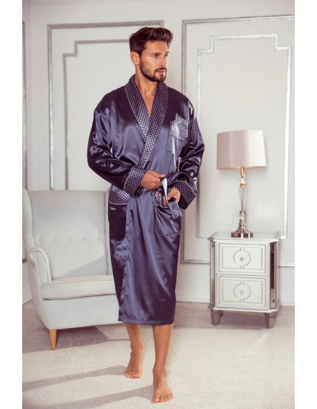 Bathrobe male satin with collar, De Lafense 940