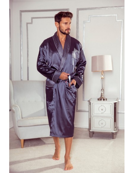 Bathrobe male satin with collar, De Lafense 940