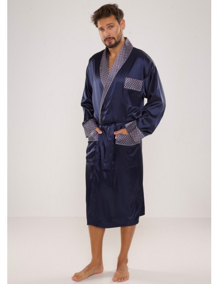 Bathrobe male satin with collar, De Lafense 940