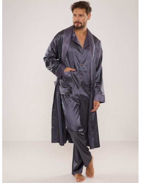 Bathrobe male satin with collar, De Lafense 940