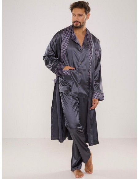 Bathrobe male satin with collar, De Lafense 940