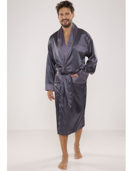 Bathrobe male satin with collar, De Lafense 940